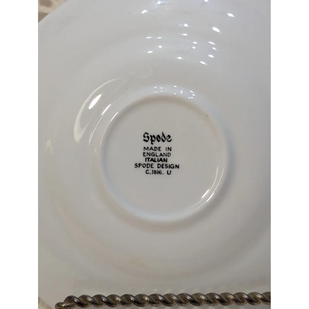 Spode Blue Italian Tea Cup and Saucer Made in England Blue White Transferware